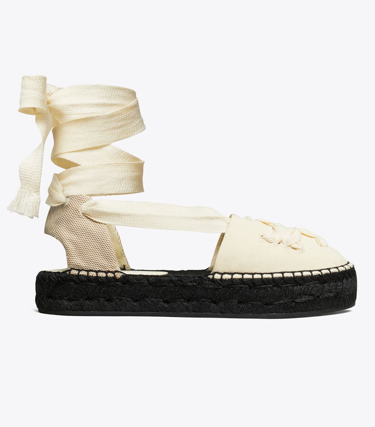 Beige Women's Tory Burch Ribbon Espadrille | PAQRZU-453