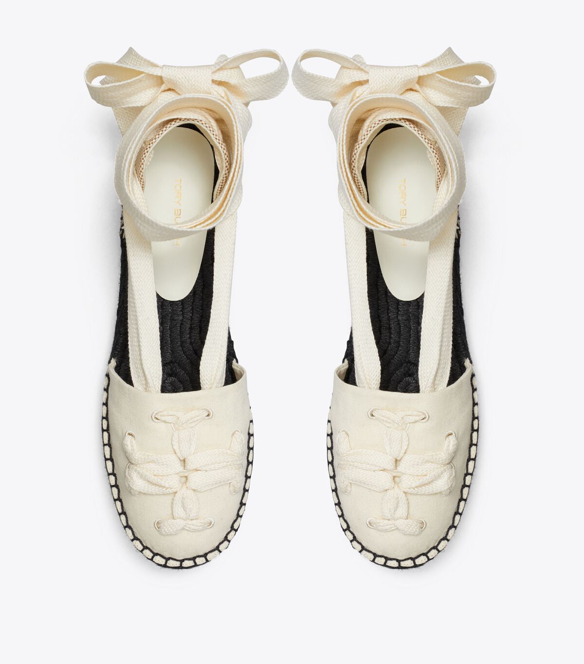 Beige Women's Tory Burch Ribbon Espadrille | PAQRZU-453