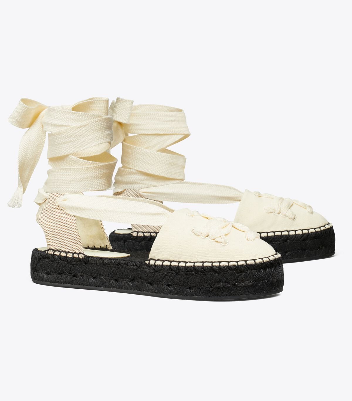 Beige Women\'s Tory Burch Ribbon Espadrille | PAQRZU-453