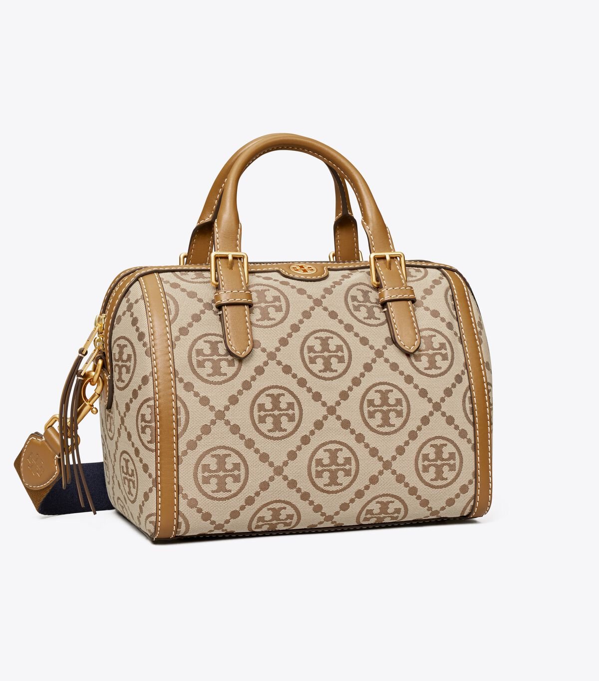 Beige Women\'s Tory Burch T Monogram Barrel Satchel Bags | UWHNXQ-537