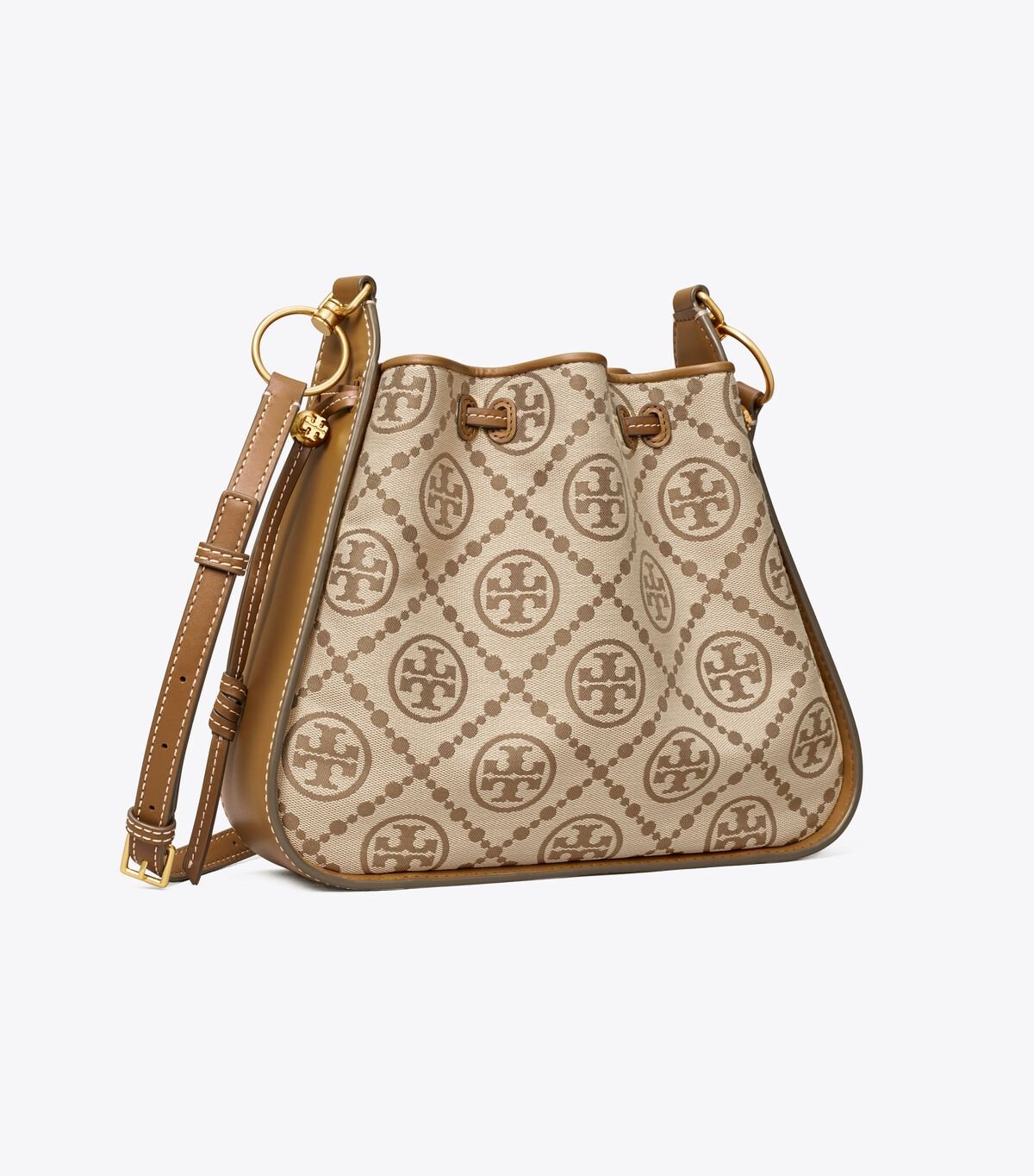 Beige Women\'s Tory Burch T Monogram Jacquard Bell Satchel Bags | ZPAVJI-829