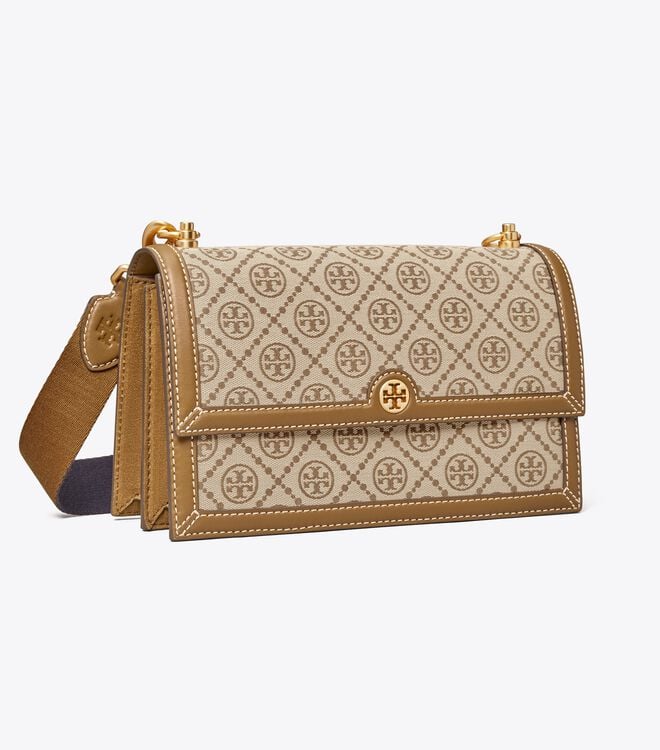 Beige Women\'s Tory Burch T Monogram Shoulder Bags | LQVNYK-187