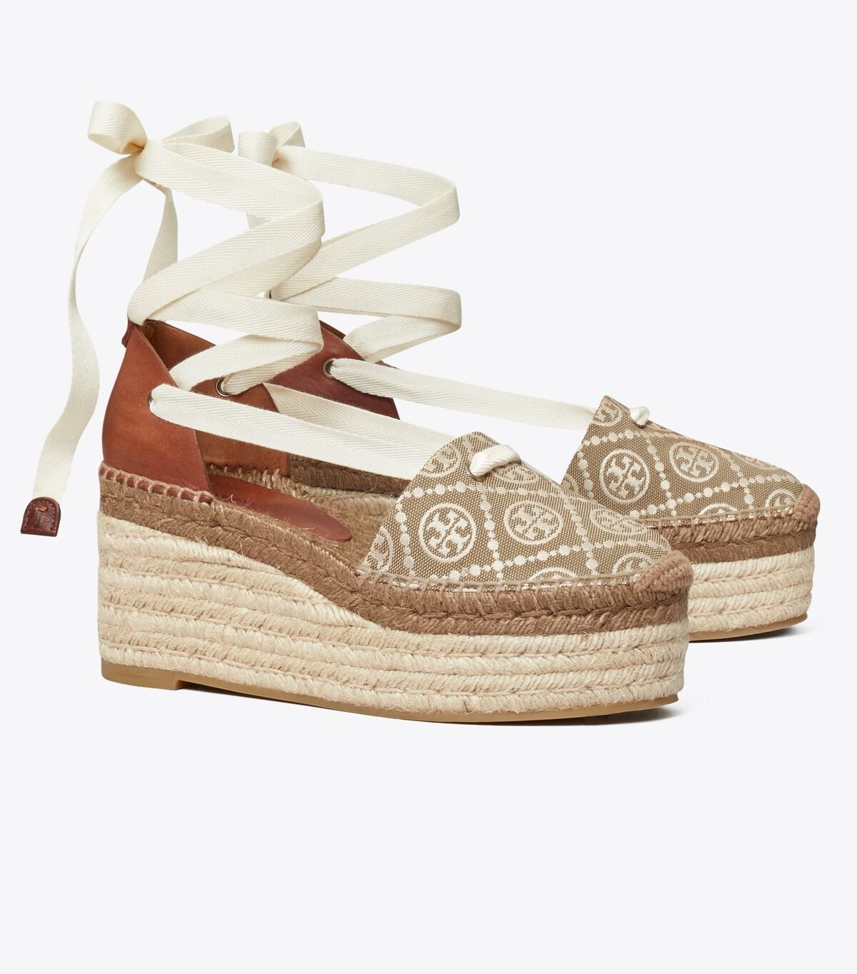 Beige Women\'s Tory Burch T Monogram Wedge Espadrille | SXYWZI-749