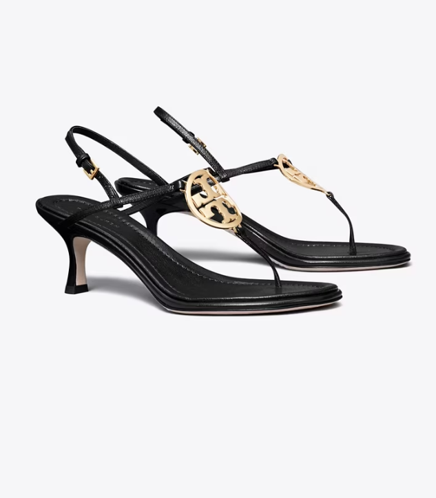 Black Women\'s Tory Burch Capri Miller Low Heel Sandal Heels Sandals | RXNIWP-125