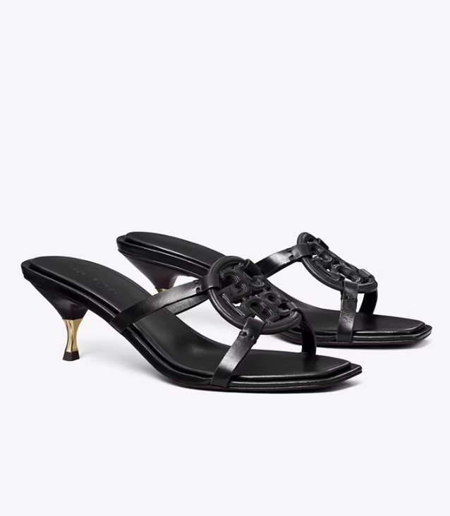 Black Women\'s Tory Burch Miller Bombé Low Heels Sandals | KVZEWC-538