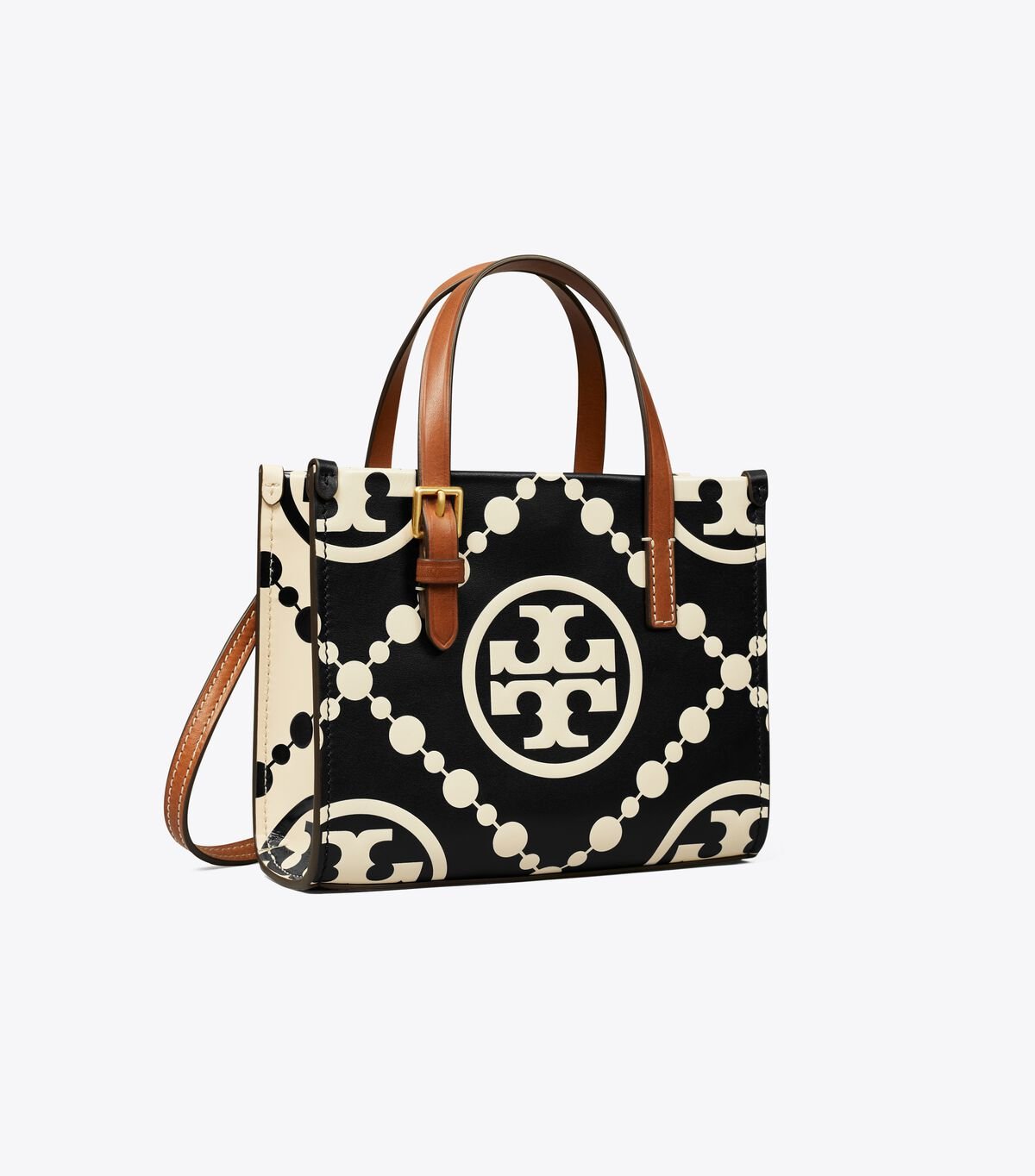 Black Women\'s Tory Burch Mini T Monogram Contrast Embossed Square Tote Crossbody Bags | KZLDBV-924