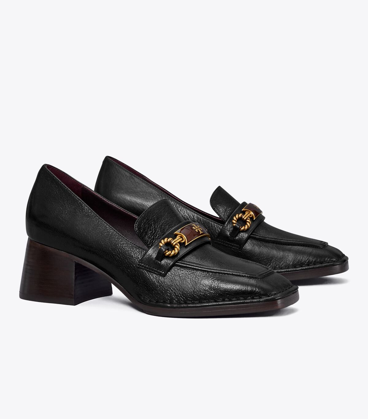 Black Women\'s Tory Burch Perrine Heel Loafers | OBAUEY-938