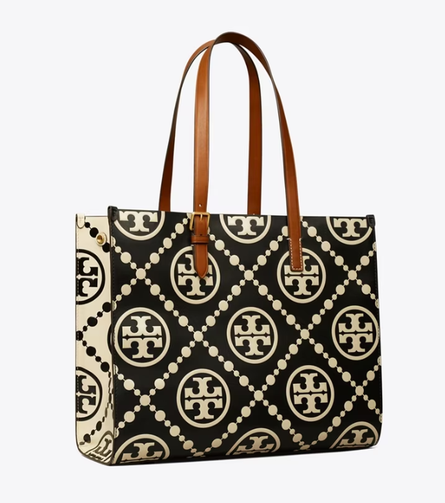 Black Women\'s Tory Burch T Monogram Contrast Embossed Handbag | MJUGQR-907