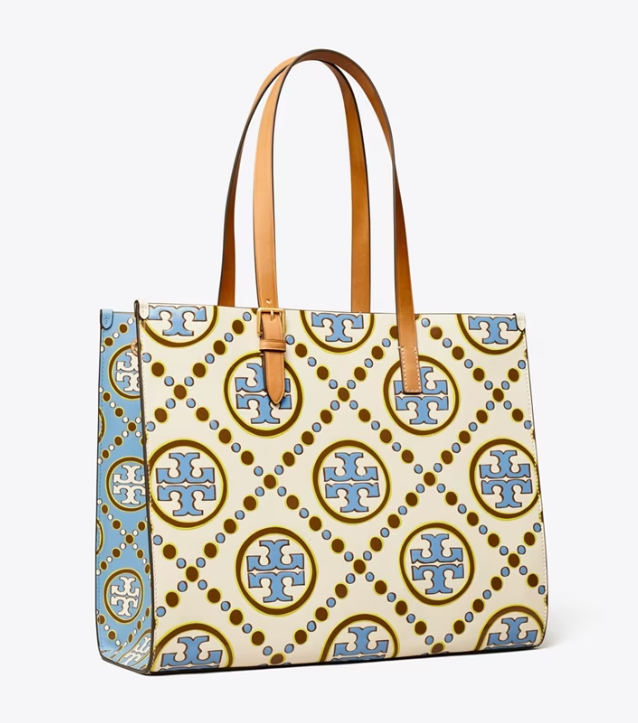 Blue / Cream Women\'s Tory Burch T Monogram Contrast Embossed Handbag | EDINYT-018