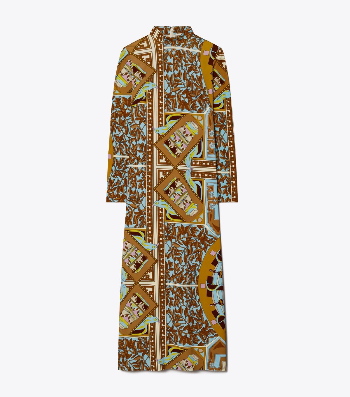 Brown Women\'s Tory Burch Geometric Garden Mockneck Dress | JZXEKG-608