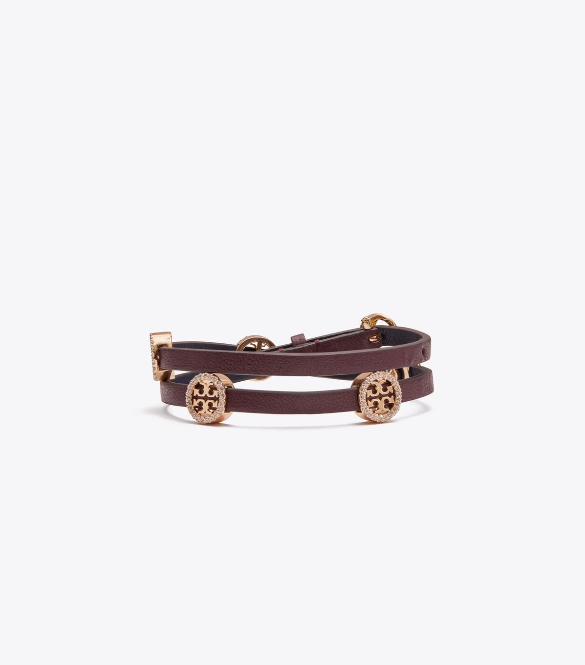 Brown Women\'s Tory Burch Miller Pavé Double-wrap Leather Bracelet | VQWGDN-051