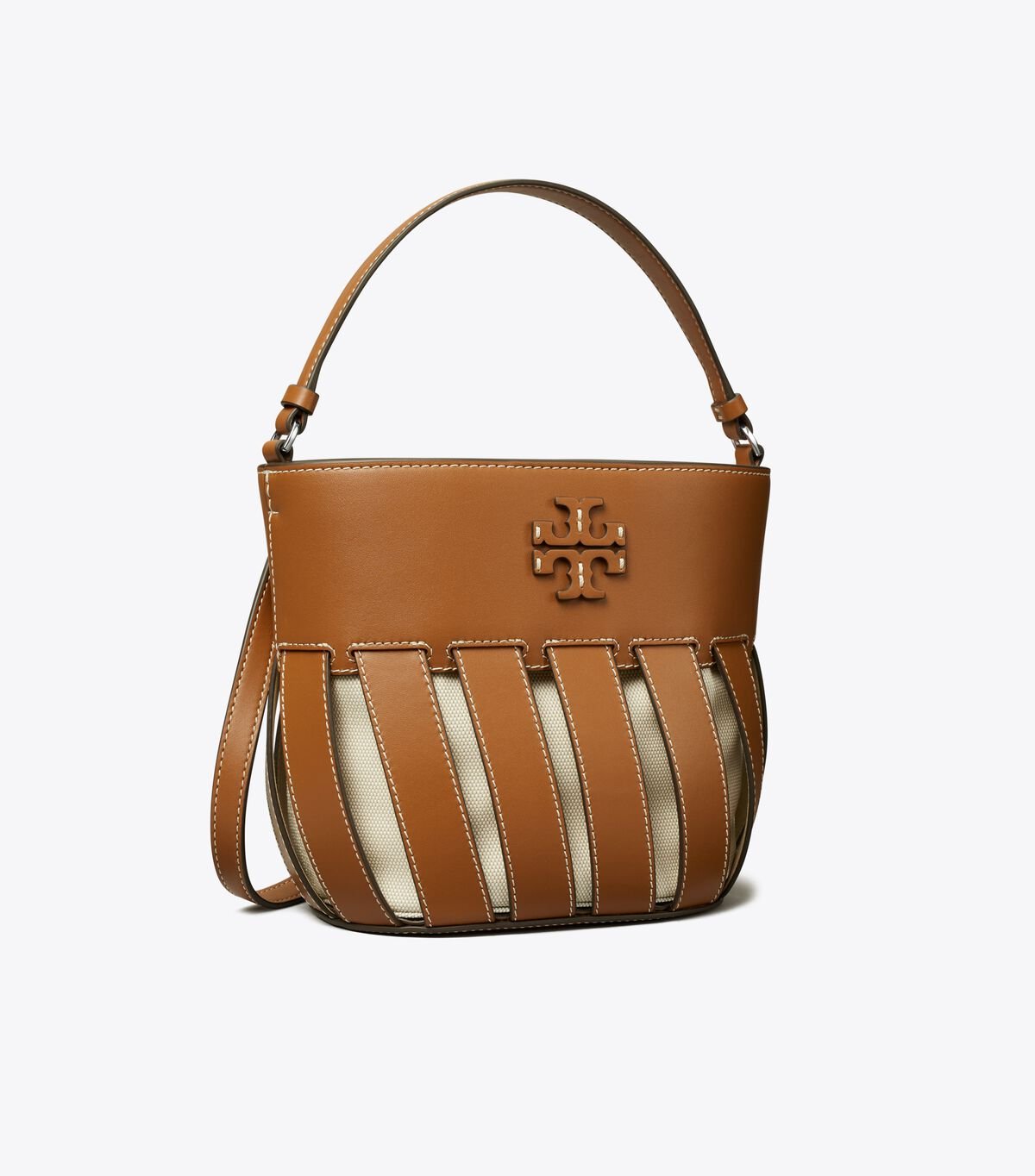 Brown Women\'s Tory Burch Small Mcgraw Stripe Die-cut Bucket Bags | GCHDWI-405