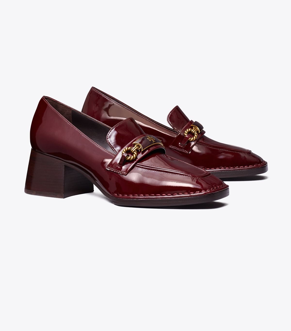 Burgundy Women\'s Tory Burch Perrine Heel Loafers | AQLEDI-397