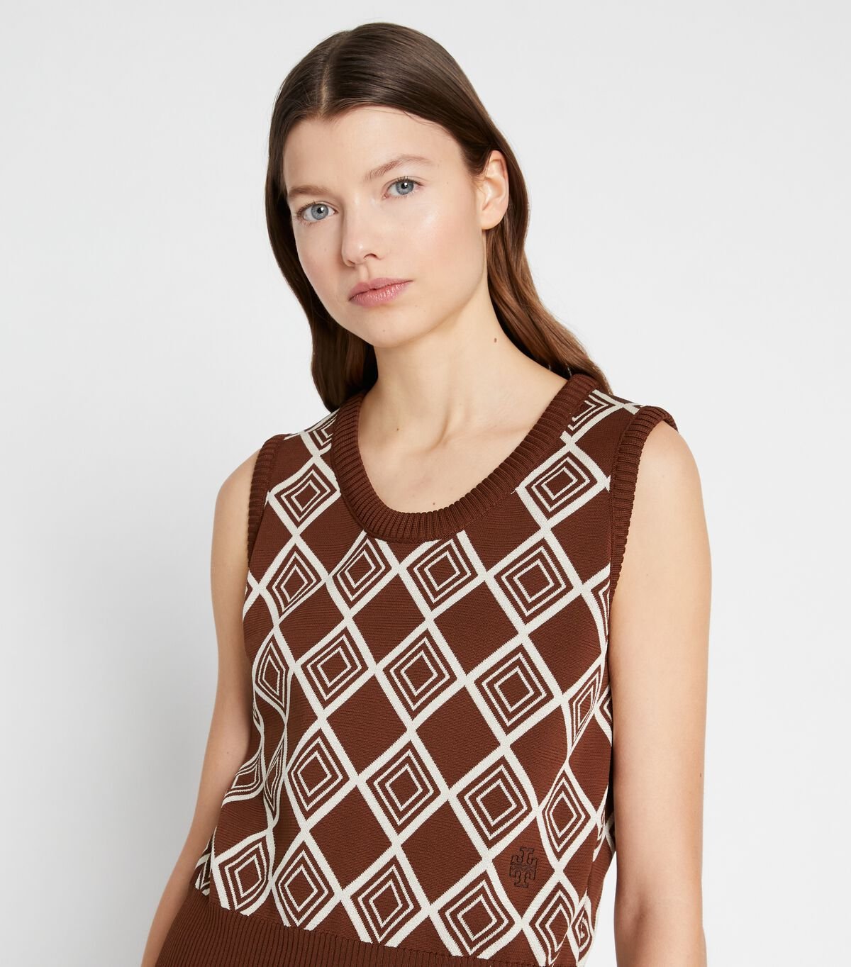 Chocolate Women's Tory Burch Diamond Jacquard Vest | REJCGD-526