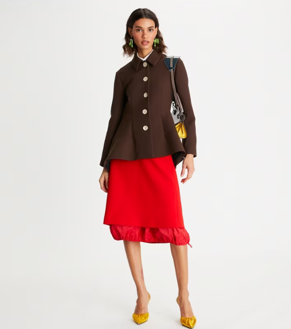 Chocolate Women's Tory Burch Double-faced Wool Jackets | CMVZUL-734