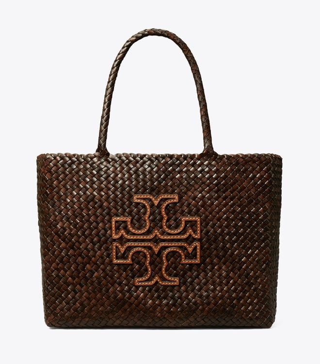 Chocolate Women's Tory Burch Mcgraw Dragon Woven Tote Bags | ZHXOEN-258