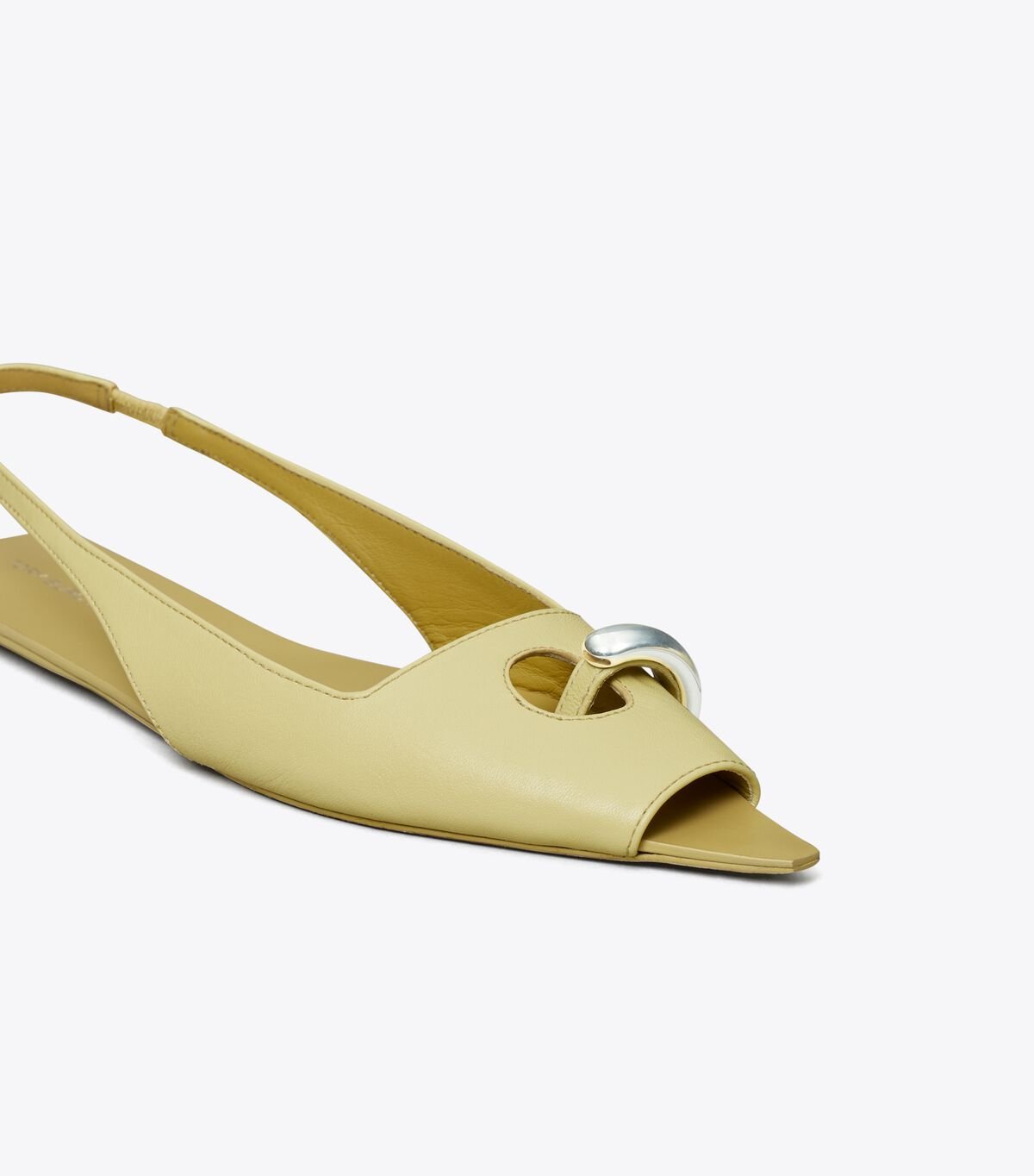 Cream / Beige Women's Tory Burch Pierced Flat Slingback Sandals | FUTOHG-935