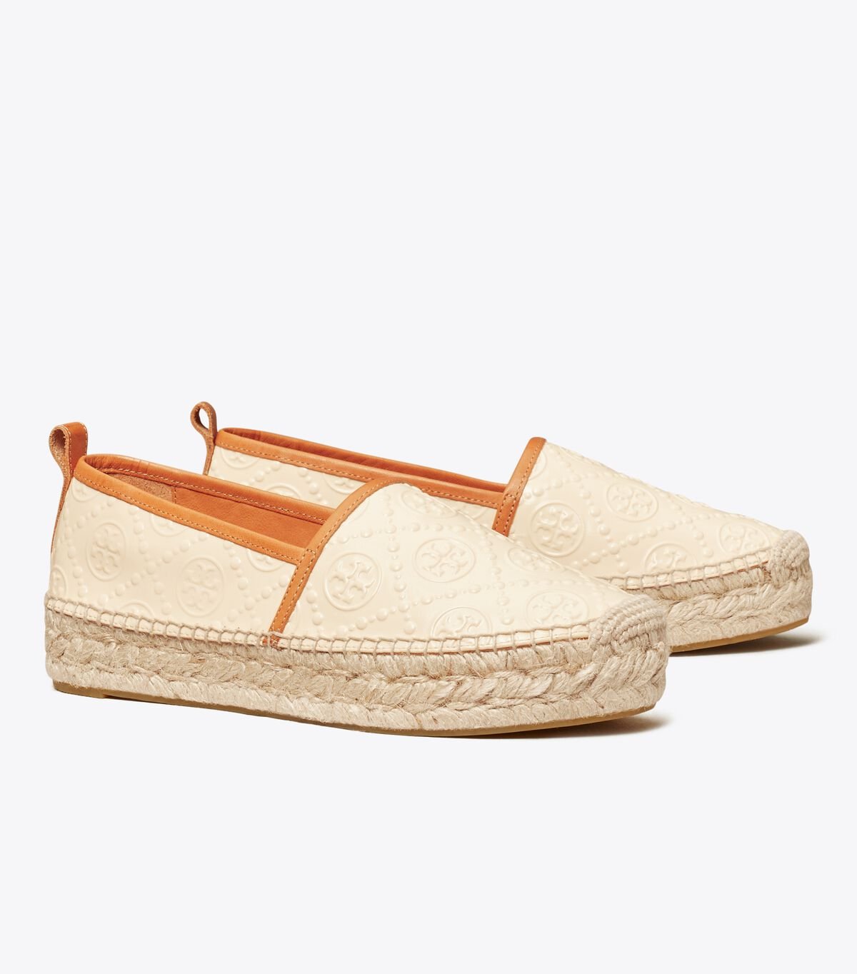 Cream Women\'s Tory Burch T Monogram Platform Espadrille | HZURQD-385