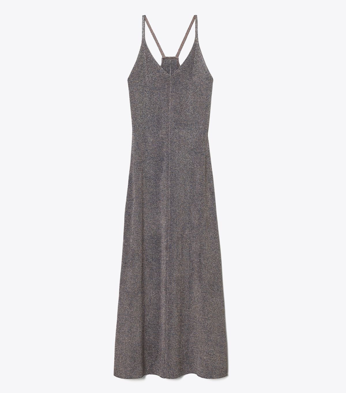 Dark Grey Women\'s Tory Burch Metallic Knitted Slip Dress | EWGJHX-482