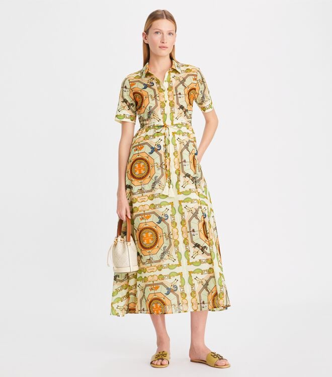 Flower Women's Tory Burch Printed Cotton Dress | EHDMWX-892