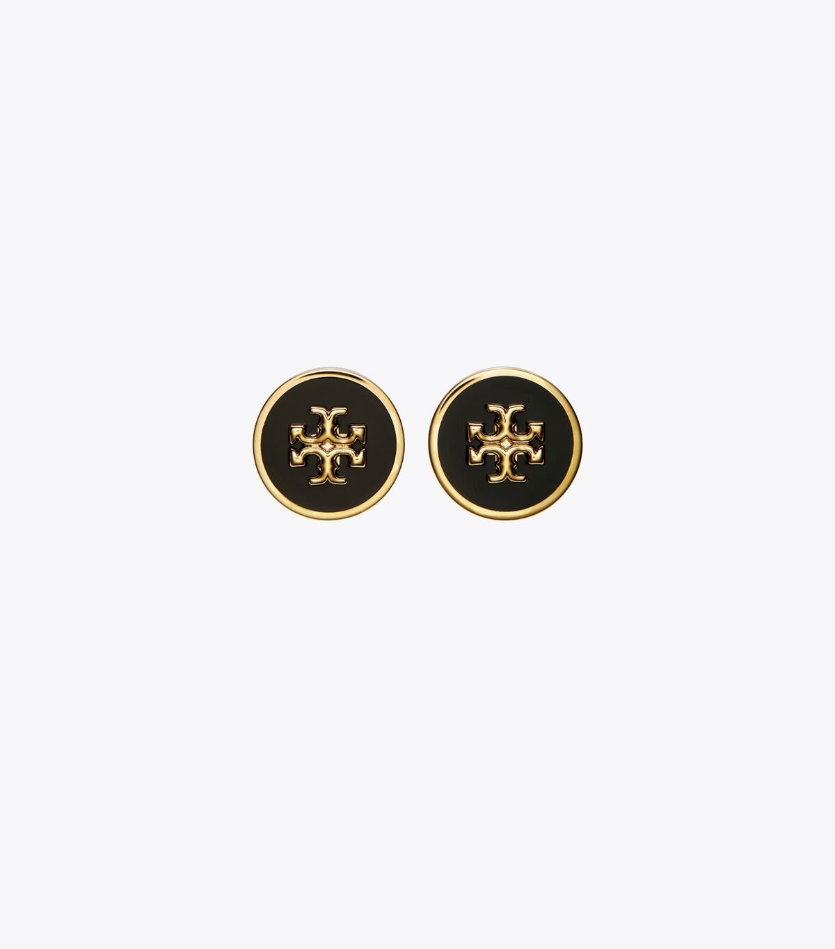 Gold / Black Women\'s Tory Burch Kira Enamel Circle-stud Earrings | CNIDXO-183