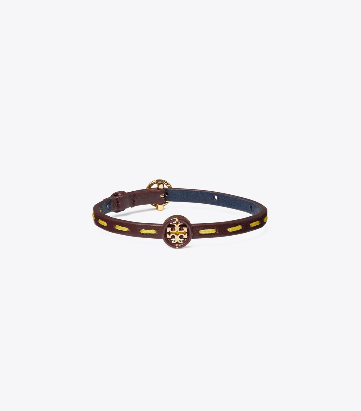 Gold / Royal Navy Women\'s Tory Burch Miller Leather Bracelet | PGDMOZ-587