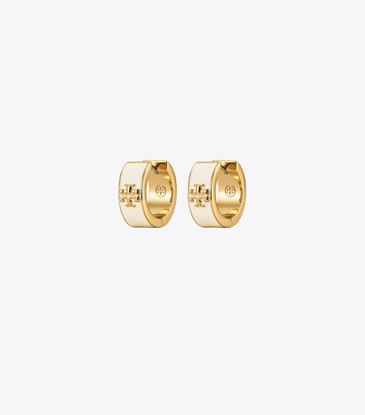 Gold / White Women\'s Tory Burch Kira Enamel Hoop Earrings | MZDYKO-943