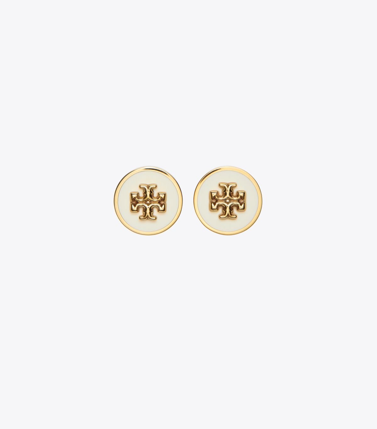 Gold / White Women\'s Tory Burch Kira Enamel Circle-stud Earrings | PQEYHW-536