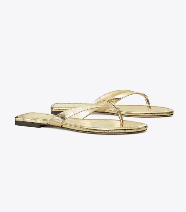 Gold Women\'s Tory Burch Classic Flip Flops | ZBWAFQ-738