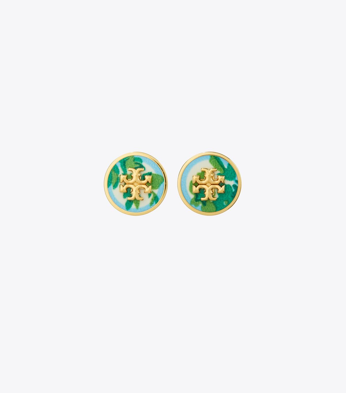 Gold Women\'s Tory Burch Kira Enamel Printed Circle-stud Earrings | HTMFRL-725