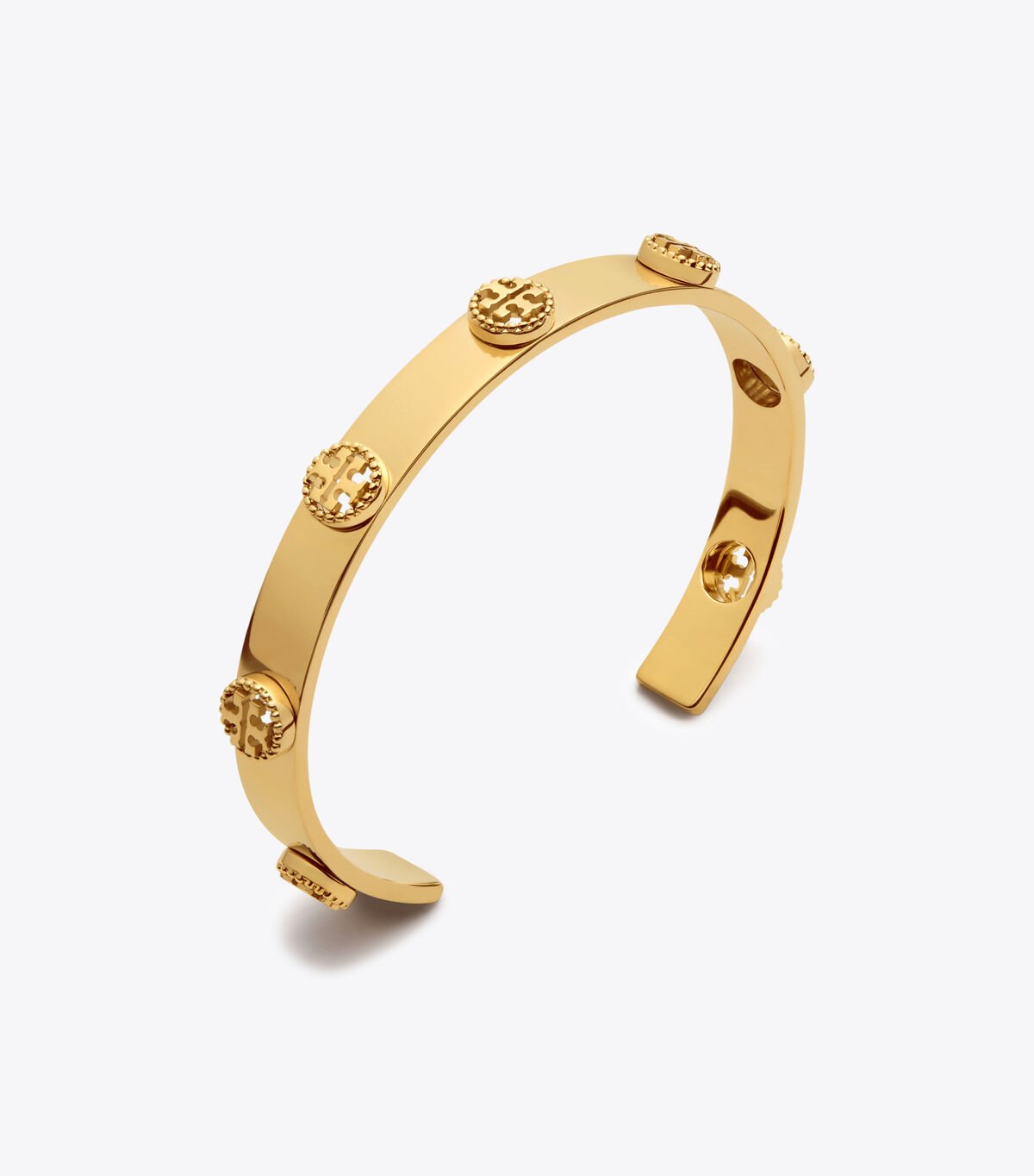 Gold Women\'s Tory Burch Milgrain Logo Cuff Bracelet | ZMPQFO-702