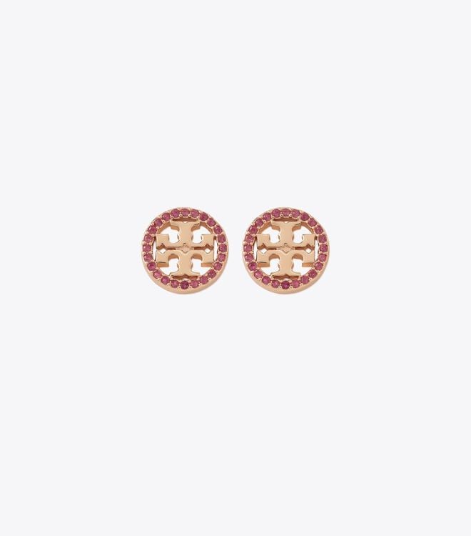 Gold Women\'s Tory Burch Miller Pavé Stud Earrings | EOVNRT-312