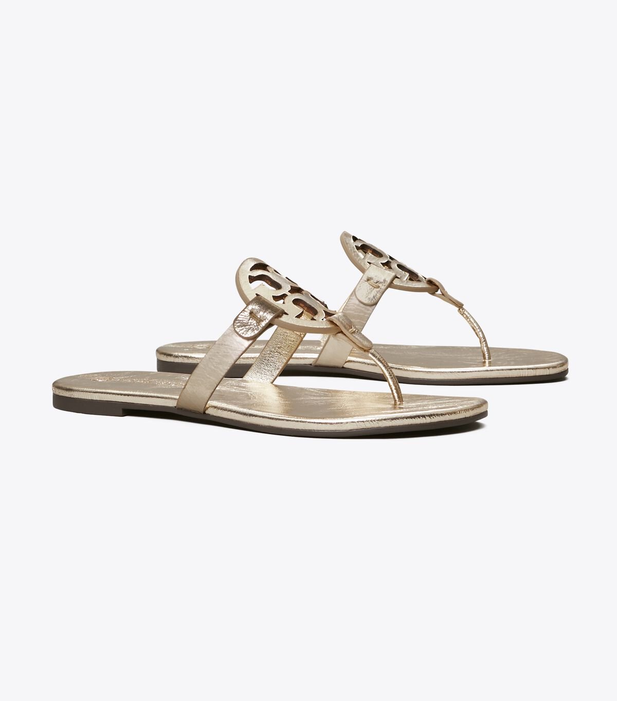 Gold Women\'s Tory Burch Miller Soft , Metallic Leather Sandals | JTGZQM-936