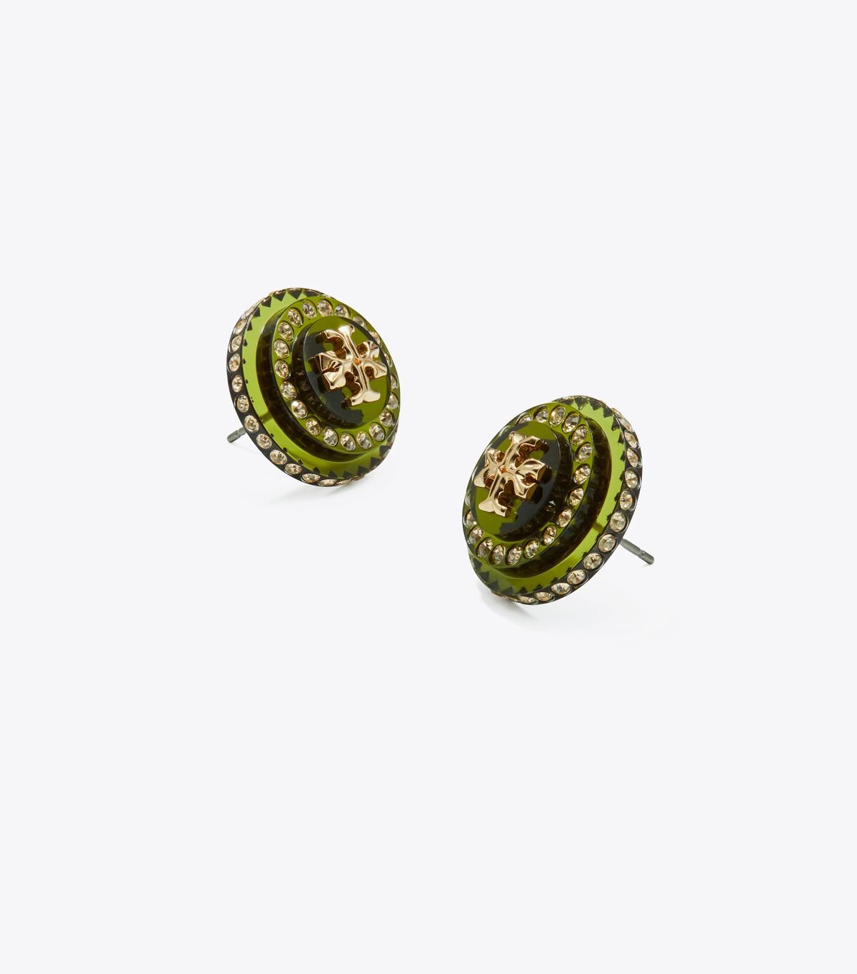 Green Women's Tory Burch Roxanne Crystal Resin Stud Earrings | HJFBZC-452