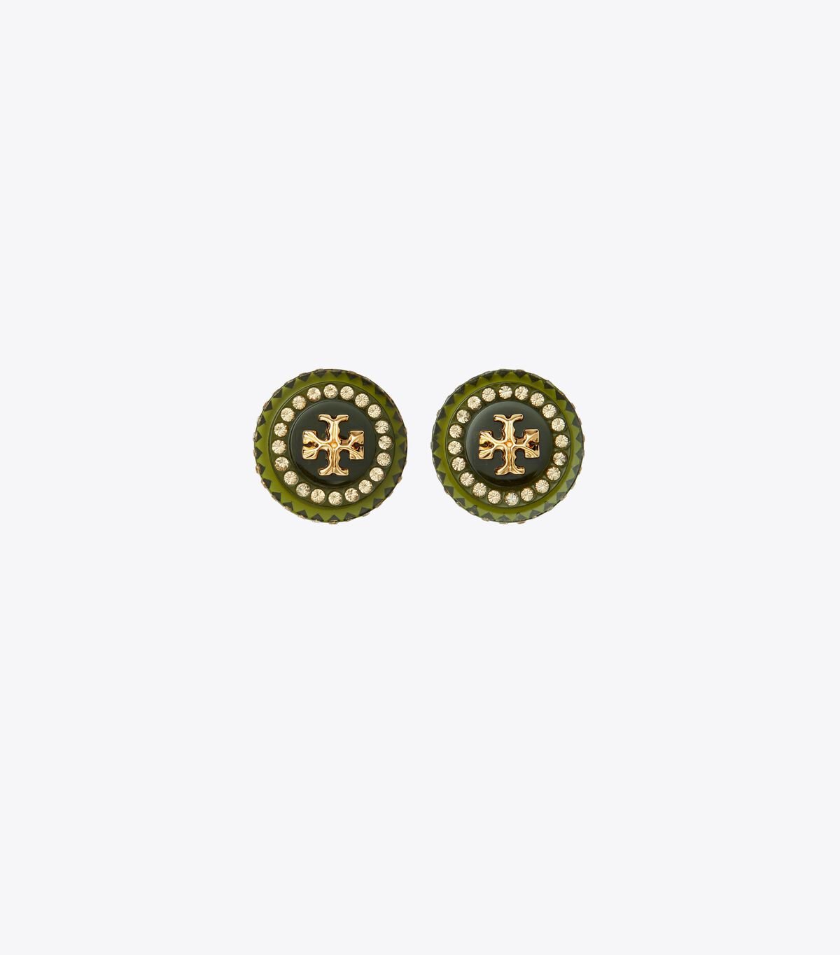 Green Women\'s Tory Burch Roxanne Crystal Resin Stud Earrings | HJFBZC-452