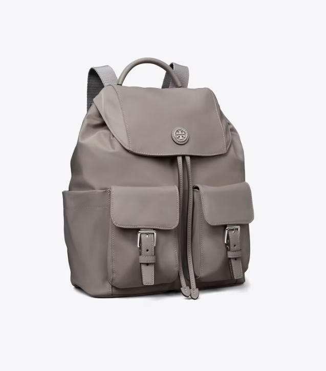 Grey Women\'s Tory Burch Nylon Flap Backpacks | QZISAK-975