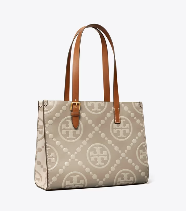 Grey Women\'s Tory Burch Small T Monogram Contrast Embossed Handbag | SLCVHO-945