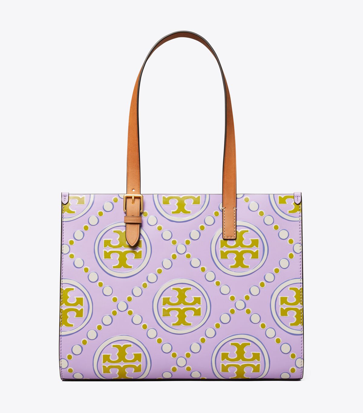 Lavender / White Women's Tory Burch Small T Monogram Contrast Embossed Tote Bags | VMBLJP-814