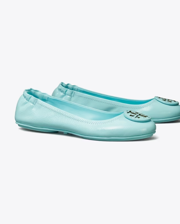 Light Blue Women\'s Tory Burch Minnie Travel Flat Shoes | RYBWUP-612