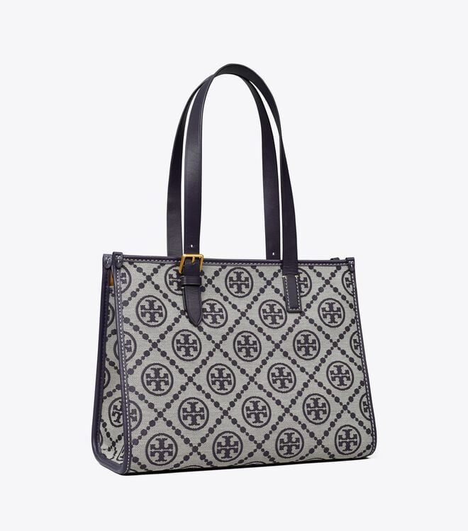 Navy Women\'s Tory Burch Small T Monogram Tote Bags | JFEIXW-923