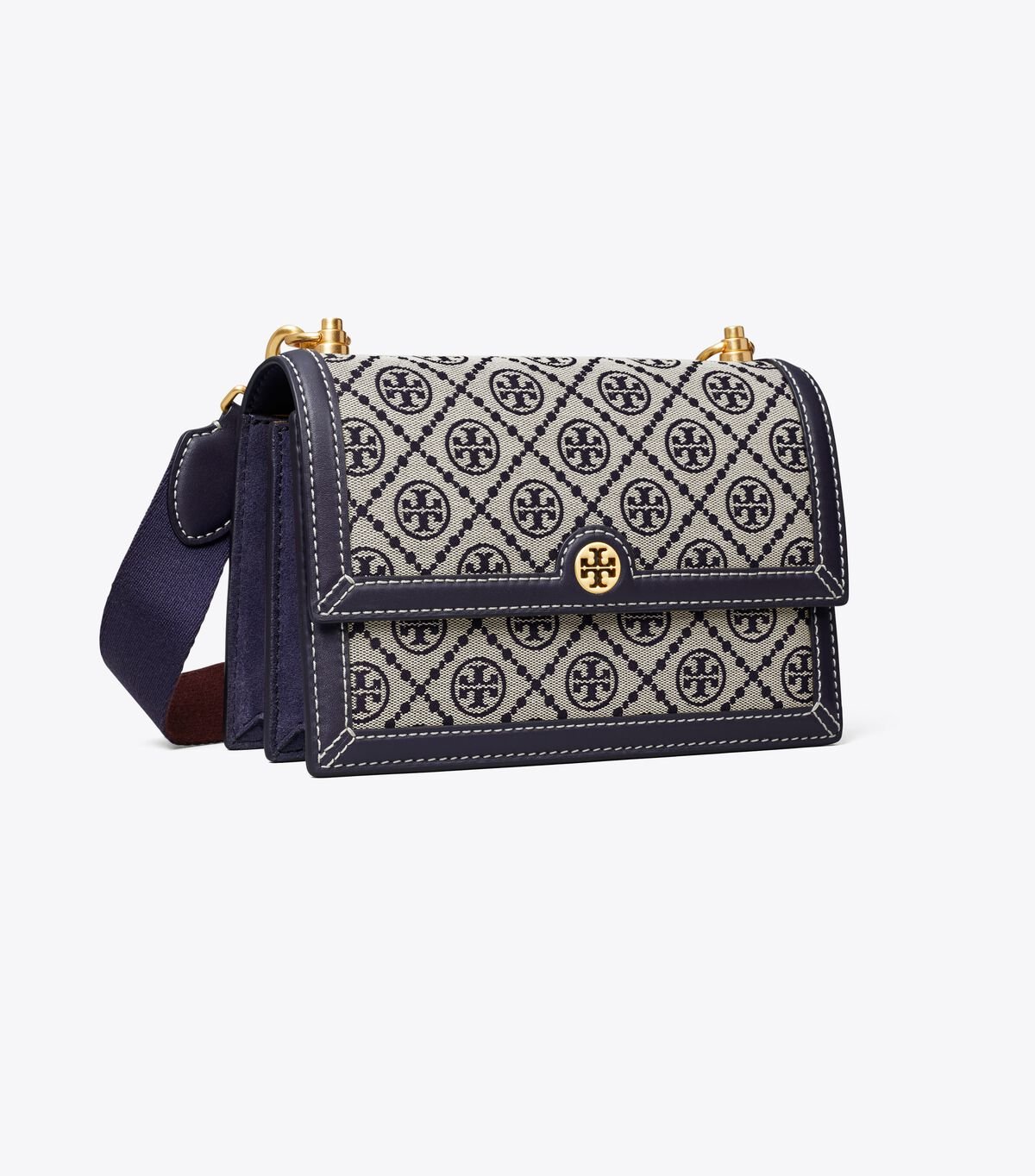 Navy Women\'s Tory Burch Small T Monogram Shoulder Bags | OQVMRT-041