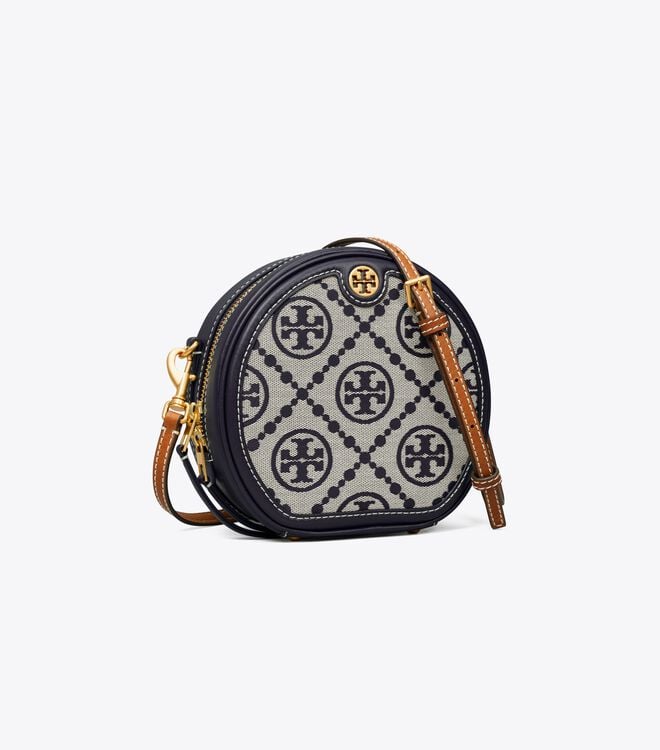 Navy Women\'s Tory Burch T Monogram Jacquard Moon Crossbody Bags | LTUPOC-218