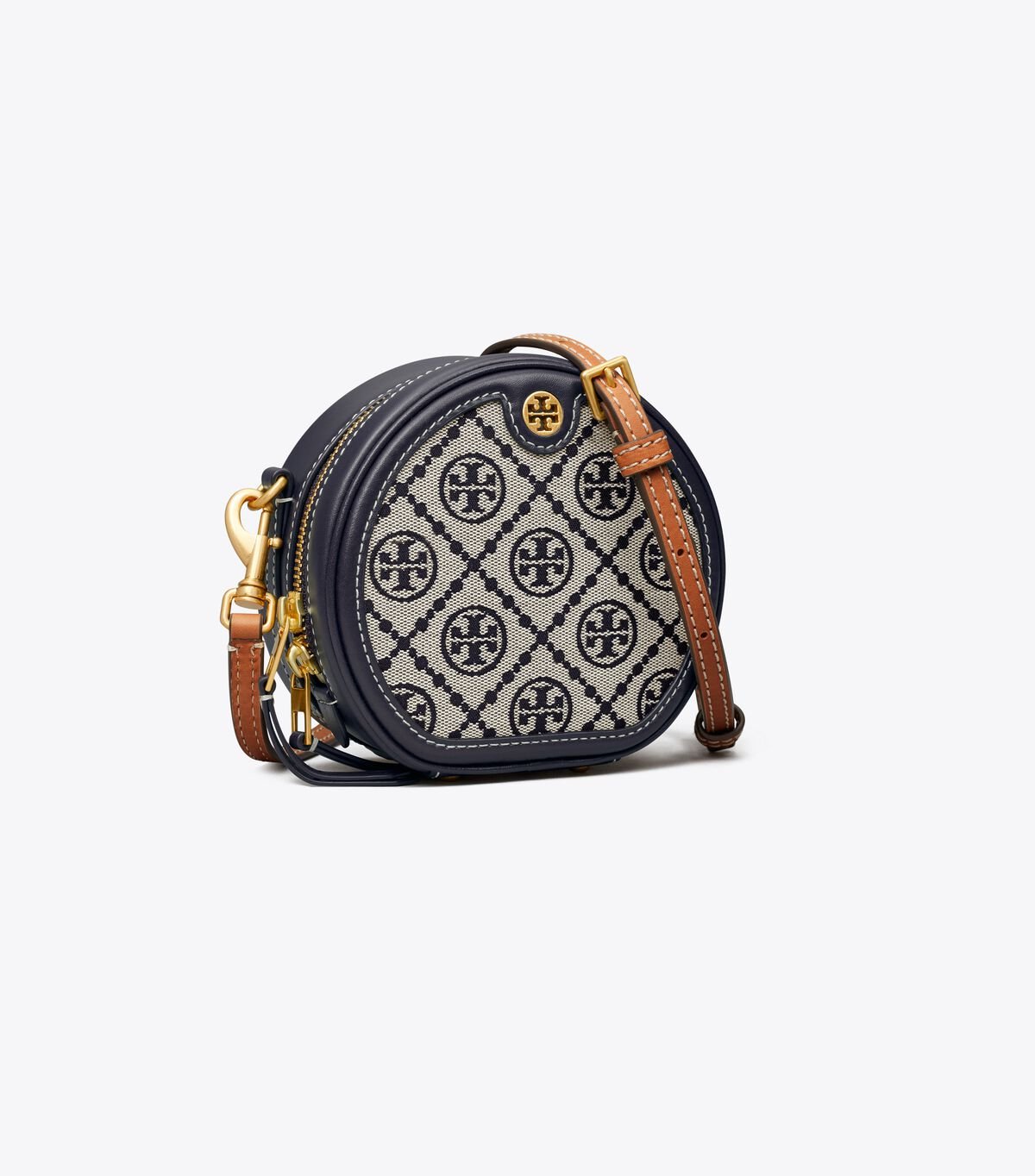 Navy Women\'s Tory Burch T Monogram Jacquard Petite Moon Crossbody Bags | NWCAYS-341