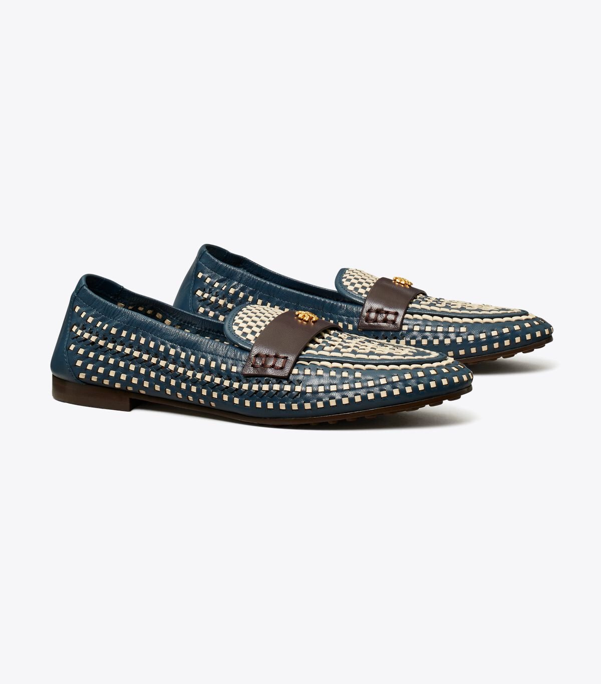 Navy Women\'s Tory Burch Woven Loafers | JVLUTS-856