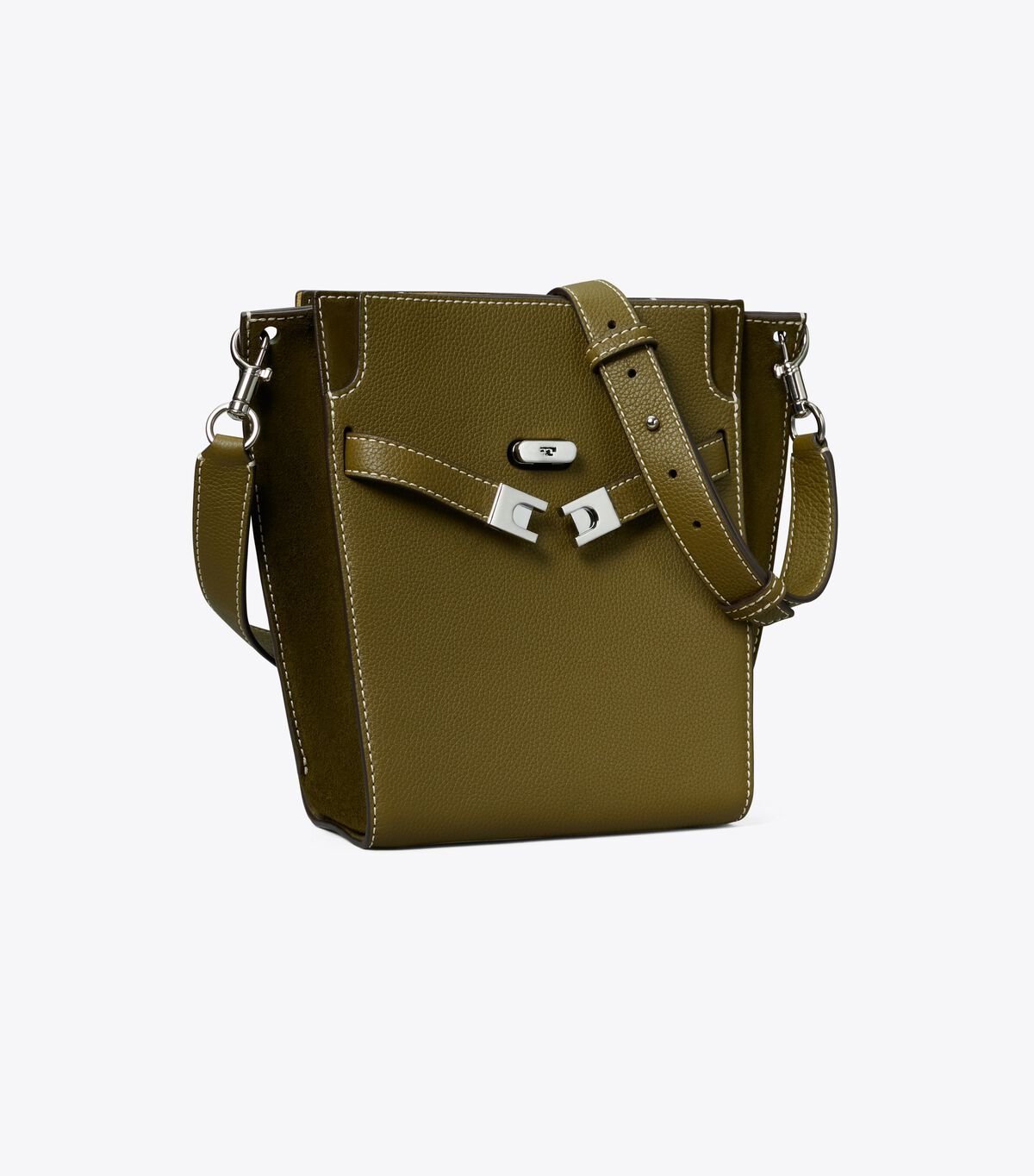 Olive Women\'s Tory Burch Lee Radziwill Pebbled Double Bucket Bags | OYECJX-785