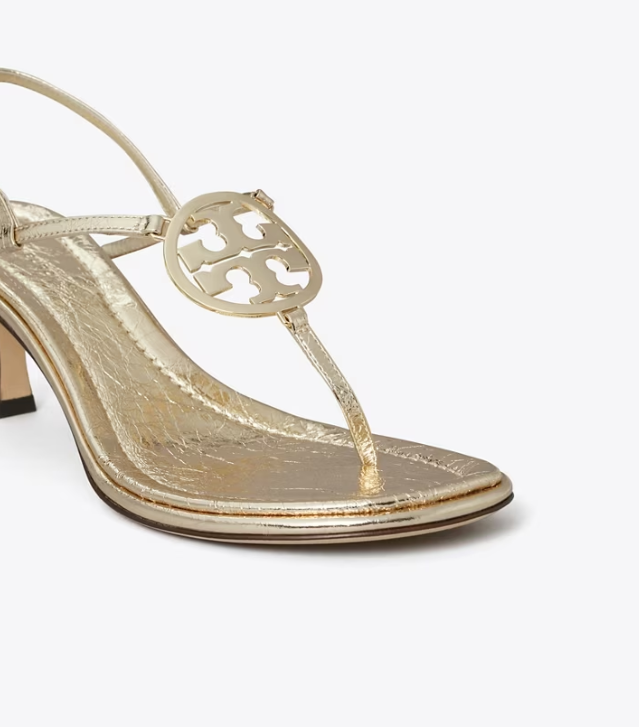 Platinum Women's Tory Burch Capri Miller Low Heel Sandal Heels Sandals | UVMEKD-809