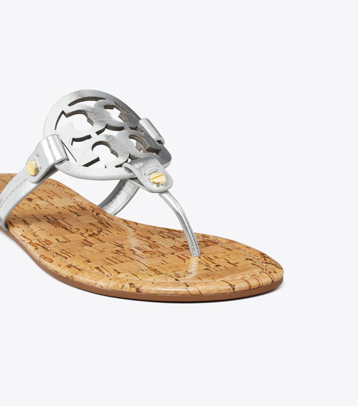 Silver / Beige Women's Tory Burch Miller Leather Sandals | LHWKJE-528