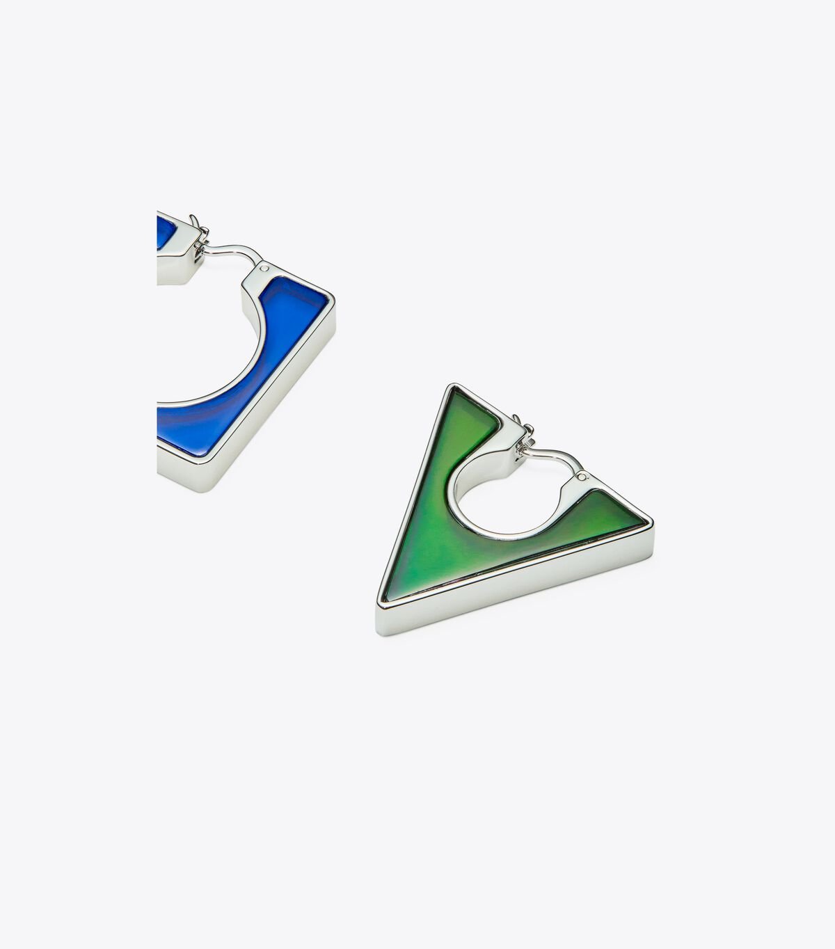 Silver / Blue / Green Women's Tory Burch Geo Hoop Earrings | VUGLHW-742