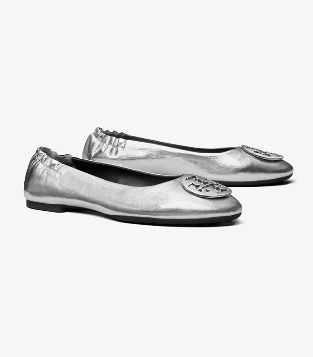 Silver Women\'s Tory Burch Claire Flat Shoes | WIJYPN-954