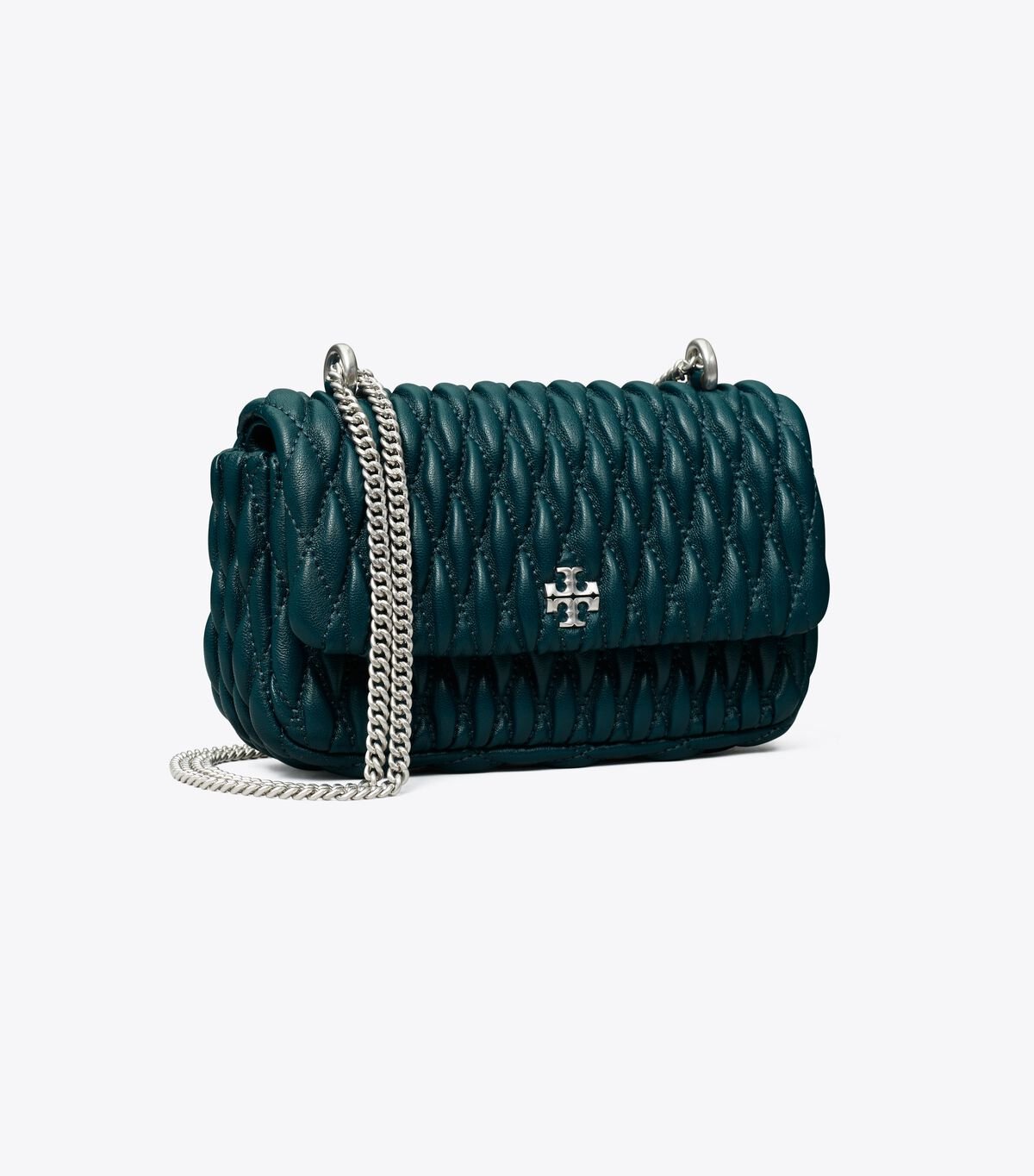 Turquoise Women\'s Tory Burch Mini Kira Ruched Flap Crossbody Bags | SDVXUZ-379